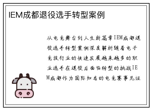 IEM成都退役选手转型案例